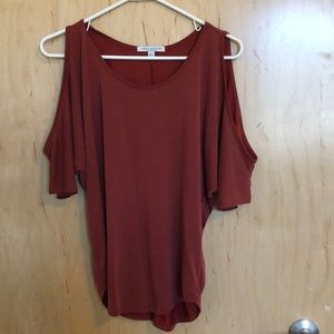 Burnt Orange Shoulder Cutout Shirt